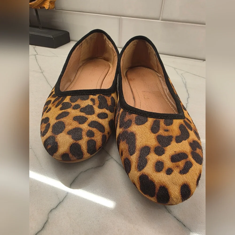 Madewell The Reid Ballet Flat In Leopard Calf Hair Size 10